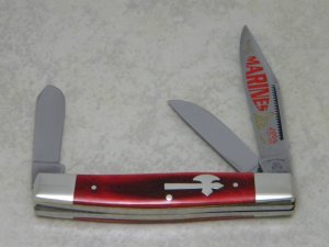 Fight'n Rooster Germany Red Bone Battle Axe Shield US Marines Stockman Knife c.2005