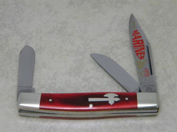 Fight'n Rooster Germany Red Bone Battle Axe Shield US Marines Stockman Knife c.2005