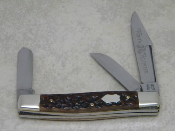Fight'n Rooster Germany Brown Jigged Bone Federal Shield Stockman Knife