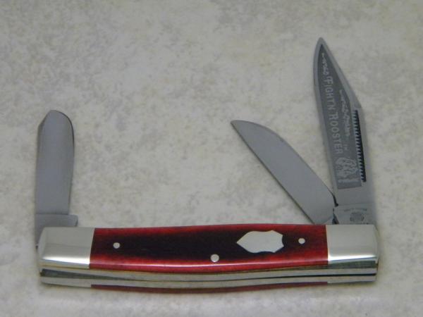 Fight'n Rooster Germany Smooth Red Bone Federal Shield Stockman Knife