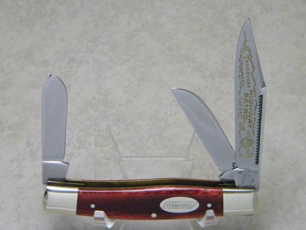 Fight'n Rooster Germany Smooth Red Bone Tennessee Highway Patrol Stockman Knife c.1993 Fight'n Rooster Germany Smooth Red Bone Tennessee Highway Patrol Stockman Knife c.1993