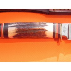 J A Henckels Fixed Blade Display Hunter w/ Deer Stag Handles + Gold Scroll & Black Bear Blade Etch J A Henckels Fixed Blade Display Hunter w/ Deer Stag Handles + Gold Scroll & Black Bear Blade Etch