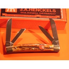 Vintage, NOS, J A Henckels 4 Blade Congress Knife w/ Nice Stag Handles w/ Red Shield +Orig Box Vintage, NOS, J A Henckels 4 Blade Congress Knife w/ Nice Stag Handles w/ Red Shield +Orig Box