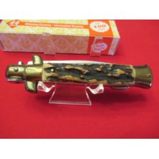 Kissing Crane Stag Handle Stiletto  Lock Back