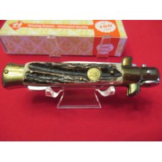 Kissing Crane Stag Handle Stiletto  Lock Back