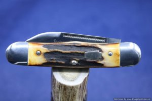 Schatt & Morgan Cutlery #63 Rail Splitter, Torched Stag Short Run1 of 30.  #1357