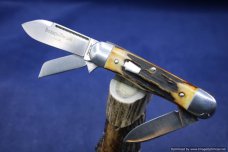 Schatt & Morgan Cutlery #63 Rail Splitter, Torched Stag Short Run1 of 30. #1357 Schatt & Morgan Cutlery #63 Rail Splitter, Torched Stag Short Run1 of 30. #1357