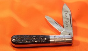 Vintage Boker 2 Blade Barlow with Dark Green Pick Bone Handles & Tree Brand Blade Etch! -NM & NOS