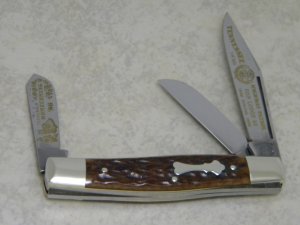 Fight'n Rooster Germany Bone Stockman Knife 1986 Tennessee Highway Patrol F.O.P. Lodge 44