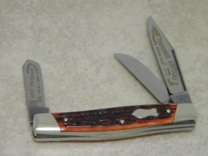 Fight'n Rooster Germany Jigged Red Bone Federal Shield 1989 Tennessee & KY Knife Club Stockman Knife