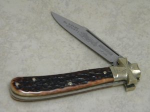 Fight'n Rooster Germany Jigged Bone McNairy County Gambler Maltese Cross 1 Blade Jack Knife