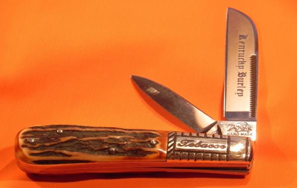 Vintage Bulldog Brand HAND MADE, 2 Blade "Kentucky Burley" Tobacco Barlow w Gnarly Deer Stag Handles Vintage Bulldog Brand HAND MADE, 2 Blade "Kentucky Burley" Tobacco Barlow w Gnarly Deer Stag Handles