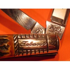 Vintage Bulldog Brand HAND MADE, 2 Blade "Kentucky Burley" Tobacco Barlow w Gnarly Deer Stag Handles Vintage Bulldog Brand HAND MADE, 2 Blade "Kentucky Burley" Tobacco Barlow w Gnarly Deer Stag Handles