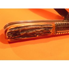 Vintage Bulldog Brand HAND MADE, 2 Blade "Kentucky Burley" Tobacco Barlow w Gnarly Deer Stag Handles Vintage Bulldog Brand HAND MADE, 2 Blade "Kentucky Burley" Tobacco Barlow w Gnarly Deer Stag Handles