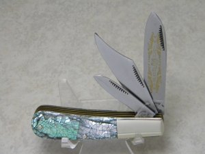 Fight'n Rooster Germany Imitation Cracked Abalone Pearl 3 Blade Barlow Knife