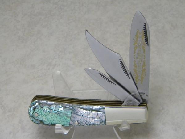 Fight'n Rooster Germany Imitation Cracked Abalone Pearl 3 Blade Barlow Knife Fight'n Rooster Germany Imitation Cracked Abalone Pearl 3 Blade Barlow Knife