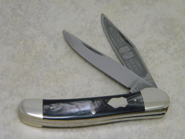 Bulldog Brand Solingen Germany Genuine Buffalo Horn "Bulldog Brand Etch" Copperhead Knife