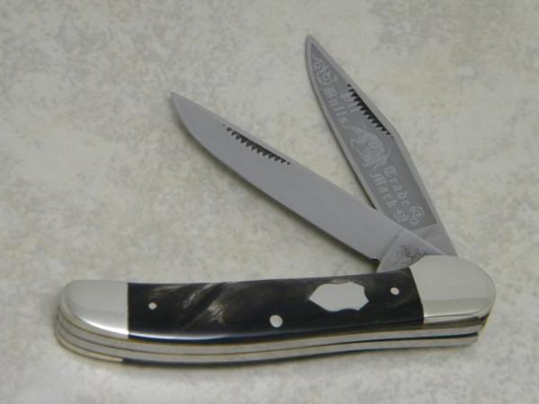 Bulldog Brand Solingen Germany Buffalo Horn "Pit Bulls Trade Mark Etch" Copperhead Knife c.2004 Bulldog Brand Solingen Germany Buffalo Horn "Pit Bulls Trade Mark Etch" Copperhead Knife c.2004