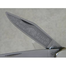 Bulldog Brand Solingen Germany Buffalo Horn "Pit Bulls Trade Mark Etch" Copperhead Knife c.2004 Bulldog Brand Solingen Germany Buffalo Horn "Pit Bulls Trade Mark Etch" Copperhead Knife c.2004