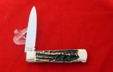 Bulldog Brand Large Stag One Blade Lockback Knife Hercules 4 1/8 Awesome 2000 Y2K
