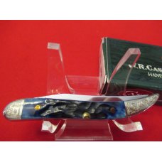 Case XX Tiny Texas Toothpick Amercian Flag Shield  Scrolled Bolsters Blue Bone  Pattern #610096