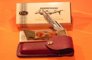 1981 Case xx Hammerhead Shark Folding Hunter Knife w Sheath, Instructions & Orig Box -5159 LSSP -NOS
