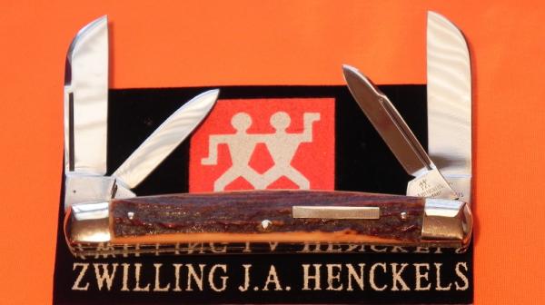 Vintage J A Henckels Premium Stag 4 Blade Congress w Rectangle Shield Pocket Knife -MDL# 923 Vintage J A Henckels Premium Stag 4 Blade Congress w Rectangle Shield Pocket Knife -MDL# 923