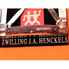Vintage J A Henckels Premium Stag 4 Blade Congress w Rectangle Shield Pocket Knife -MDL# 923 Vintage J A Henckels Premium Stag 4 Blade Congress w Rectangle Shield Pocket Knife -MDL# 923
