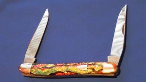 2006 Hand Made Bulldog Brand Muskrat with Vibrant/Colorful Clear Christmas Tree Handles - NOS / NM