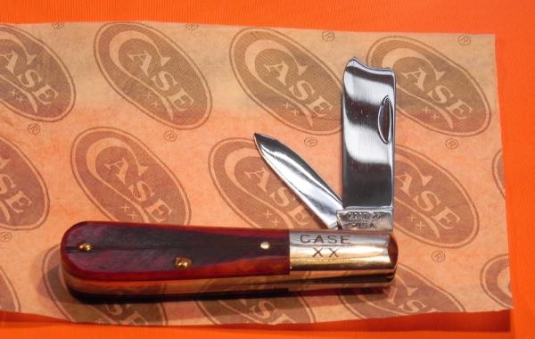 1965-69 Case xx One Arm Razor Barlow MDL 62009R Pocket Knife w/ Gorgeous Red Saw cut Bone Handles 1965-69 Case xx One Arm Razor Barlow MDL 62009R Pocket Knife w/ Gorgeous Red Saw cut Bone Handles