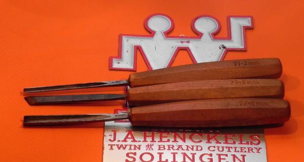 J A Henckels 3 Wood Carving Tools/Chisels -Great Used Condition -Nice carving tools for Wood Working