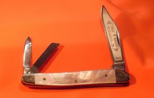 Vintage Boker Whittler Pocket Knife w/ Fiery Mutl-Color Mother of Pearl Handles +NOS