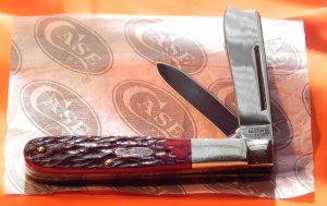 1985 Case xx USA (5 Dot) Barlow MDL# R-6205 R SS Pocket Knife w/Beautiful Red Bone Handles -NOS/NM
