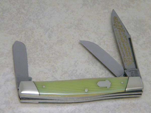 Fight'n Rooster Germany Celebrated Green & Tan Stripe 1990 It's A Family Tradition Stockman Knife Fight'n Rooster Germany Celebrated Green & Tan Stripe 1990 It's A Family Tradition Stockman Knife