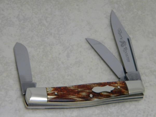 Fight'n Rooster Germany Celebrated Silver Red Flake Stockman Knife 1 of 600 Fight'n Rooster Germany Celebrated Silver Red Flake Stockman Knife 1 of 600