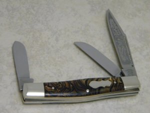 Fight'n Rooster Germany Celebrated Black & Gold Swirl 1991 Wild Card Stockman Knife