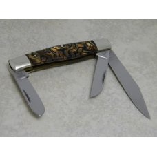 Fight'n Rooster Germany Celebrated Black & Gold Swirl 1991 Wild Card Stockman Knife Fight'n Rooster Germany Celebrated Black & Gold Swirl 1991 Wild Card Stockman Knife