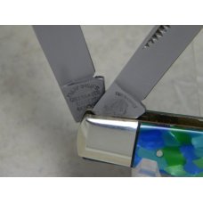 Fight'n Rooster Germany Celebrated Blue & Chartreuse Cracked Pearl 1992 Stockman Knife
