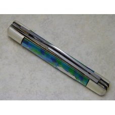 Fight'n Rooster Germany Celebrated Blue & Chartreuse Cracked Pearl 1992 Stockman Knife