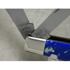 Fight'n Rooster Germany Celebrated Purple Blue Swirl "Fight'n Rooster" Etch Stockman Knife Fight'n Rooster Germany Celebrated Purple Blue Swirl "Fight'n Rooster" Etch Stockman Knife