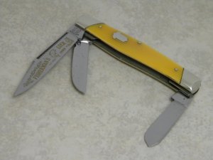 Fight'n Rooster Germany Celebrated Green & Tan Stripe 1989 Fisherman's Luck Stockman Knife