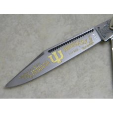 Fight'n Rooster Germany Celebrated Red & Black Indiana Hoosiers Gold Etch Stockman Knife