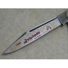 Fight'n Rooster Germany Celebrated Fingerprint "Jubilee" Red & Gold Etch Stockman Knife Fight'n Rooster Germany Celebrated Fingerprint "Jubilee" Red & Gold Etch Stockman Knife