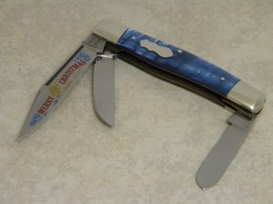 Fight'n Rooster Germany Celebrated Blue & Silver " Merry Christmas 1990" Stockman Knife