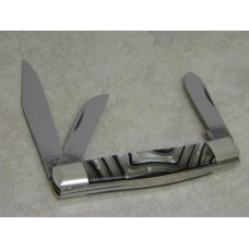 Fight'n Rooster Germany Celebrated Black & Silver Swirl 1988 "No Pain No Gain" Stockman Knife