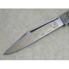 Fight'n Rooster Germany Celebrated Black & Silver Swirl 1988 "No Pain No Gain" Stockman Knife