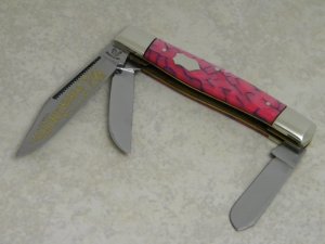 Fight'n Rooster Germany Celebrated Pink Cracked Pearl "Hummingbird" Stockman Knife