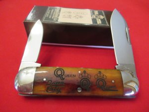  Queen Cutlery Dan Burke #65 Baby Sunfish  Harvest Orange Bone Handle 