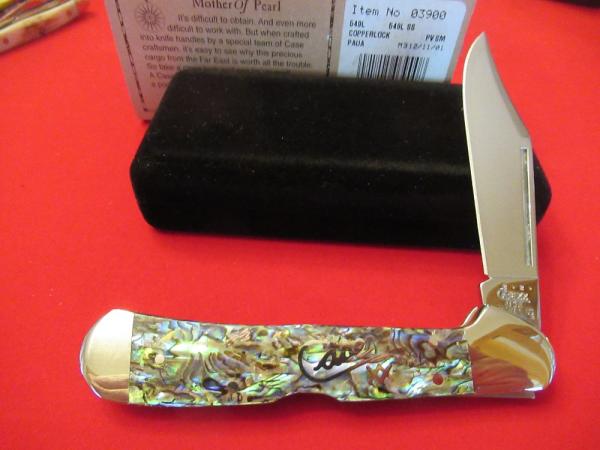 Case XX Paua Pearl Silver Script Copper Lock Pattern # 8159 L SS Case XX Paua Pearl Silver Script Copper Lock Pattern # 8159 L SS