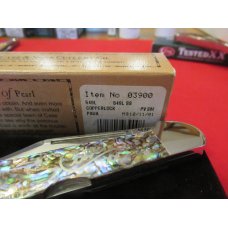 Case XX Paua Pearl Silver Script Copper Lock Pattern # 8159 L SS Case XX Paua Pearl Silver Script Copper Lock Pattern # 8159 L SS